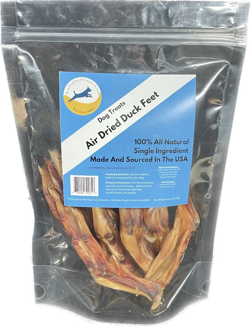 Air Dried Duck Feet-- Dried Duck Feet 8 to 9 feet - 5 oz - Raw Dog Food Complete
