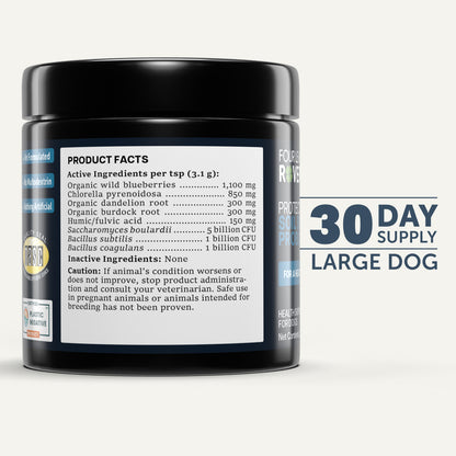 Black supplement jar with label on a white background