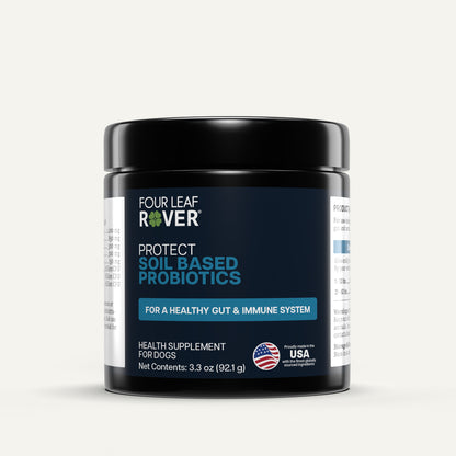 Four Leaf Rover soil-based probiotics container on a white background
