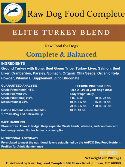 Balanced &amp; Complete | Elite Turkey Blend | Premade Raw Meals | Bundle Box 38  pounds - Raw Dog Food Complete